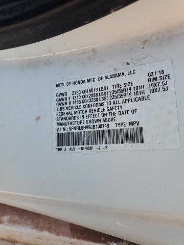 5FNRL6H99JB100749 - 2018 HONDA ODYSSEY ELITE WHITE photo 13