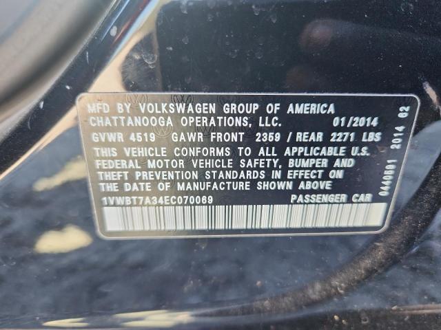 1VWBT7A34EC070069 - 2014 VOLKSWAGEN PASSAT SE შავი ფოტო 12