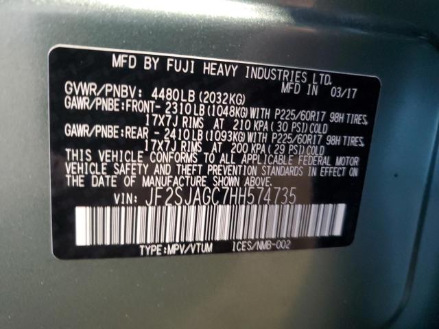JF2SJAGC7HH574735 - 2017 SUBARU FORESTER 2.5I PREMIUM მწვანე ფოტო 14
