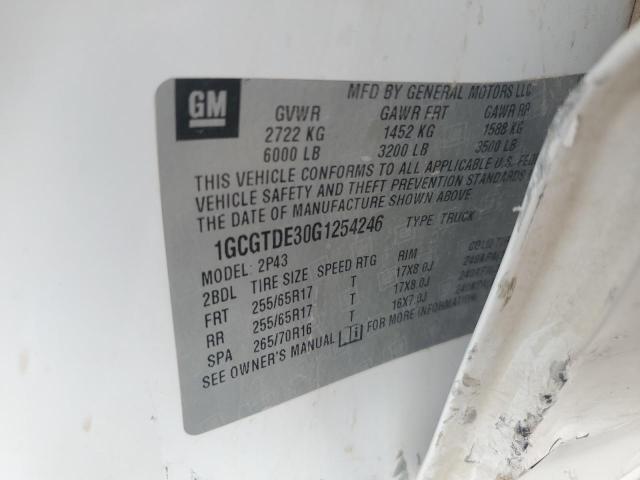 1GCGTDE30G1254246 - 2016 CHEVROLET COLORADO Z71 WHITE photo 12