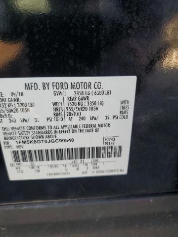 1FM5K8GT0JGC90548 - 2018 FORD EXPLORER SPORT 黑色 照片 13