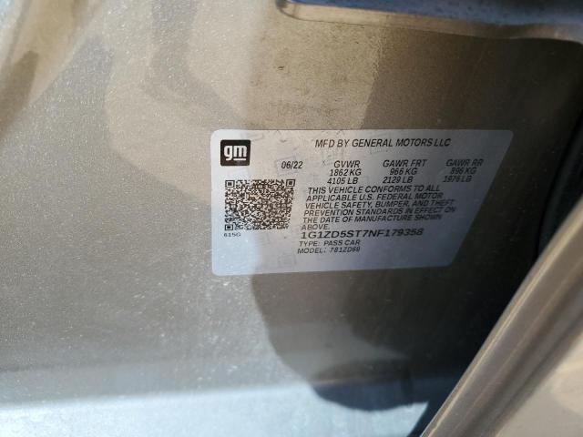 1G1ZD5ST7NF179358 - 2022 CHEVROLET MALIBU LT BEIGE photo 13