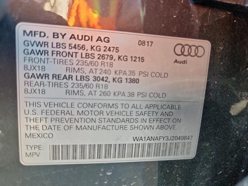 WA1ANAFY3J2049847 - 2018 AUDI Q5 PREMIUM Boz foto 14