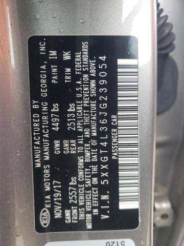 5XXGT4L36JG239054 - 2018 KIA OPTIMA LX GRAY photo 12