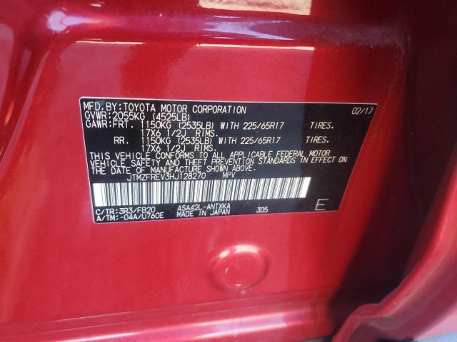JTMZFREV3HJ128270 - 2017 TOYOTA RAV4 LE RED photo 13
