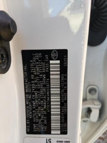 4T1C11AK4MU556774 - 2021 TOYOTA CAMRY LE WHITE photo 13