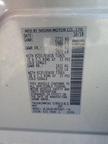 5N1DR2MM5KC590161 - 2019 NISSAN PATHFINDER S Plata foto 13