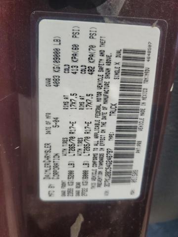 3D7KU28C54G246797 - 2004 DODGE RAM 2500 ST 栗色 照片 12