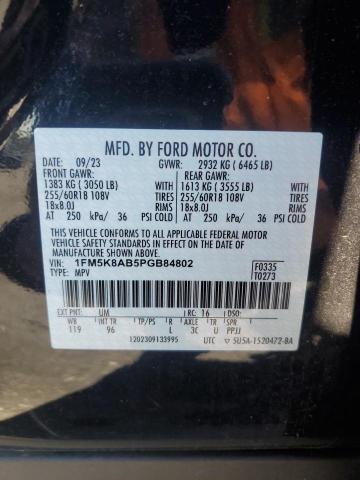 1FM5K8AB5PGB84802 - 2023 FORD EXPLORER POLICE INTERCEPTOR Schwarz Foto 12