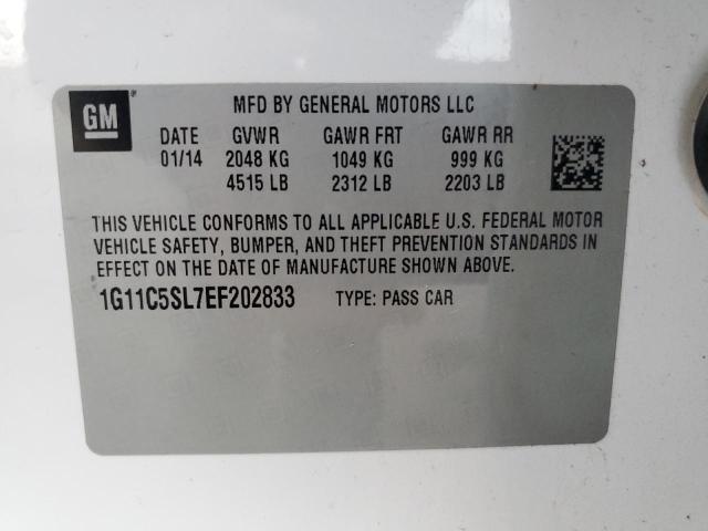 1G11C5SL7EF202833 - 2014 CHEVROLET MALIBU 1LT WHITE photo 12