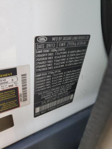 SALWG2WF4EA313351 - 2014 LAND ROVER RANGE ROVE SE WHITE photo 13