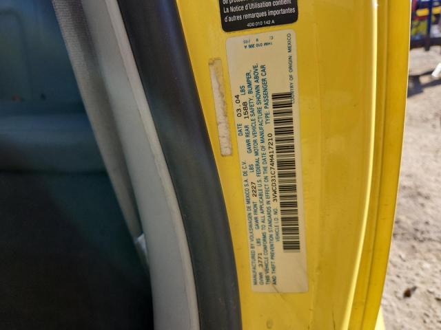 3VWCD31C74M417210 - 2004 VOLKSWAGEN NEW BEETLE GLS YELLOW photo 12