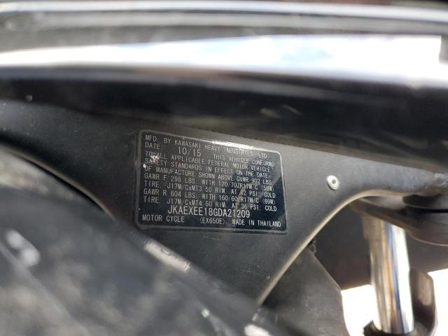 JKAEXEE18GDA21209 - 2016 KAWASAKI EX650 E TWO TONE photo 9