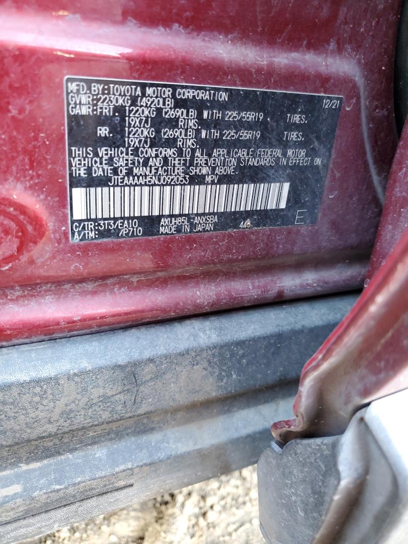 JTEAAAAH5NJ092053 - 2022 TOYOTA VENZA LE RED photo 13