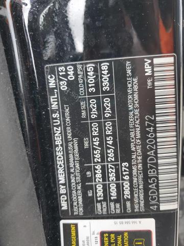 4JGDA5JB7DA206472 - 2013 MERCEDES-BENZ ML 350 BLACK photo 12