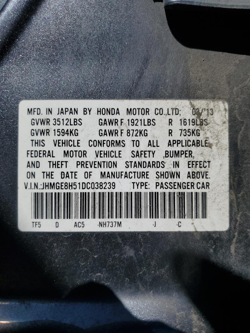JHMGE8H51DC038239 - 2013 HONDA FIT SPORT 灰色 照片 12