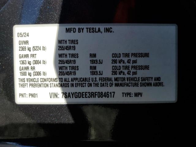 7SAYGDEE3RF084617 - 2024 TESLA MODEL Y Бордовий фото 14