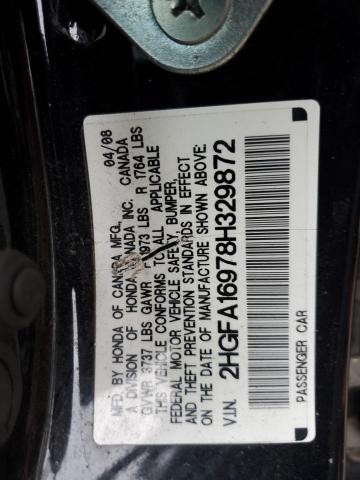 2HGFA16978H329872 - 2008 HONDA CIVIC EXL 黑色 照片 12