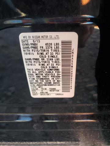 JN8AS5MV4DW652144 - 2013 NISSAN ROGUE S BLACK photo 13