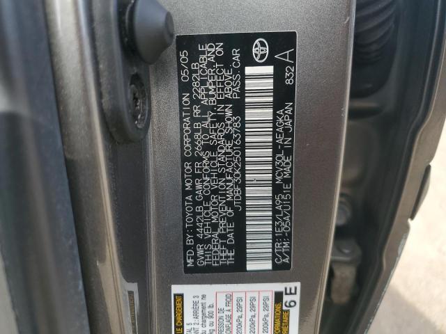 JTDBF30K250163783 - 2005 TOYOTA CAMRY LE GRAY photo 12