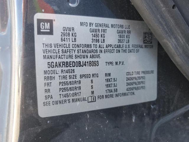 5GAKRBED0BJ418093 - 2011 BUICK ENCLAVE CXL BLACK photo 14