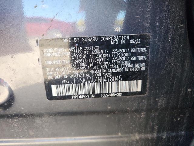 JF2SKAAC4NH478045 - 2022 SUBARU FORESTER Сұр фото 14