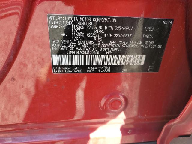 JTMRFREV0HJ120188 - 2017 TOYOTA RAV4 XLE RED photo 14