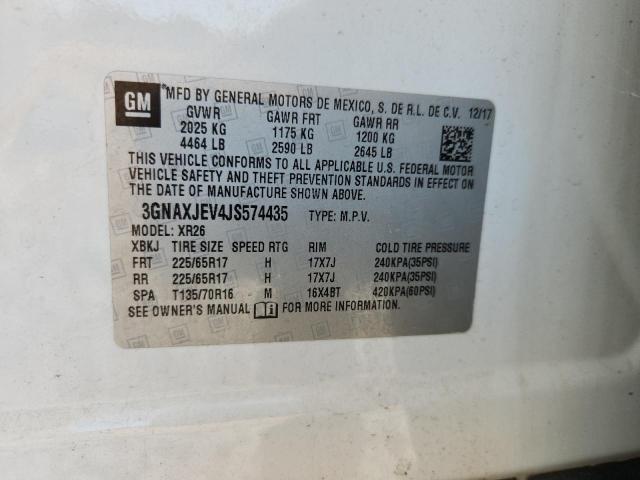 3GNAXJEV4JS574435 - 2018 CHEVROLET EQUINOX LT Blanc photo 14