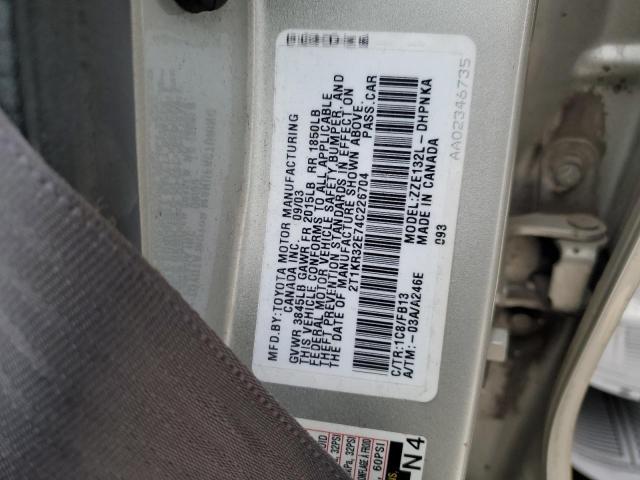 2T1KR32E74C226704 - 2004 TOYOTA COROLLA MA XR GRAY photo 12