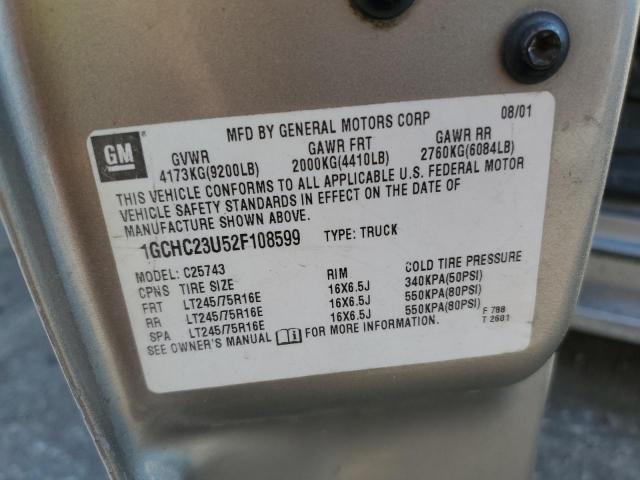 1GCHC23U52F108599 - 2002 CHEVROLET SILVERADO C2500 HEAVY DUTY TAN photo 12