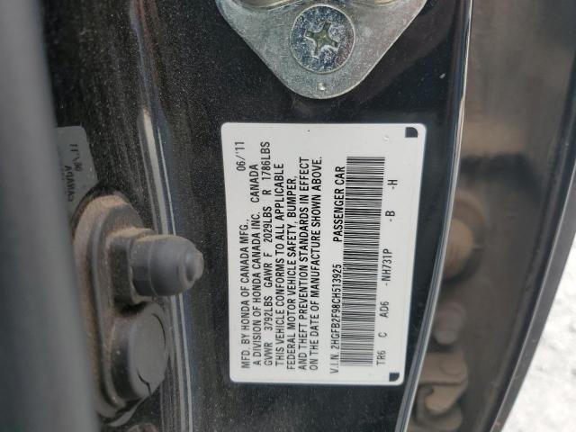 2HGFB2F98CH513925 - 2012 HONDA CIVIC EXL BLACK photo 12
