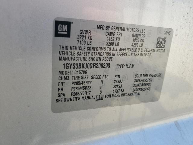 1GYS3BKJ0GR200393 - 2016 CADILLAC ESCALADE LUXURY Сріблястий фото 13