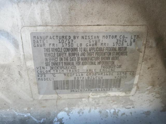 3N1CN7AP6JK414335 - 2018 NISSAN VERSA S SILVER photo 12