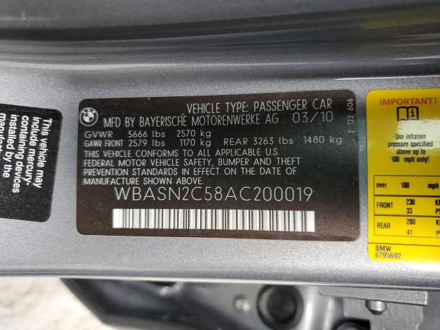 WBASN2C58AC200019 - 2010 BMW 535 GT GRAY photo 12