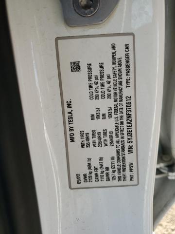 5YJ3E1EA2NF370512 - 2022 TESLA MODEL 3 WHITE photo 13