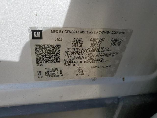 2GNAXJEV0K6277422 - 2019 CHEV EQUINOX LT 银色 照片 13