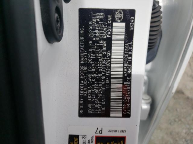 4T1BF1FK2HU787135 - 2017 TOYOTA CAMRY LE WHITE photo 12