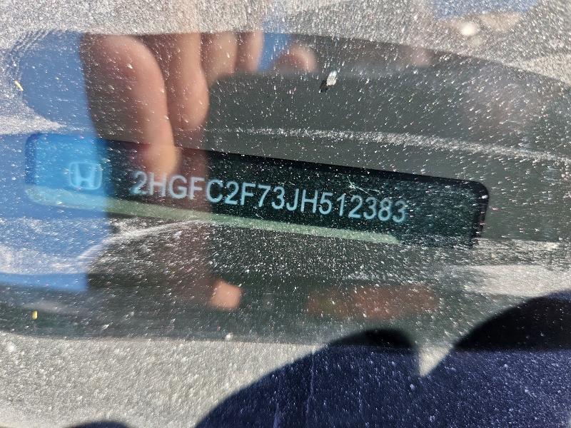 2HGFC2F73JH512383 - 2018 HONDA CIVIC EX BLACK photo 12