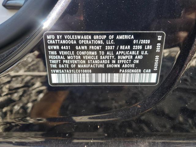 1VWSA7A31LC010608 - 2020 VOLKSWAGEN PASSAT SE 黑色 照片 12