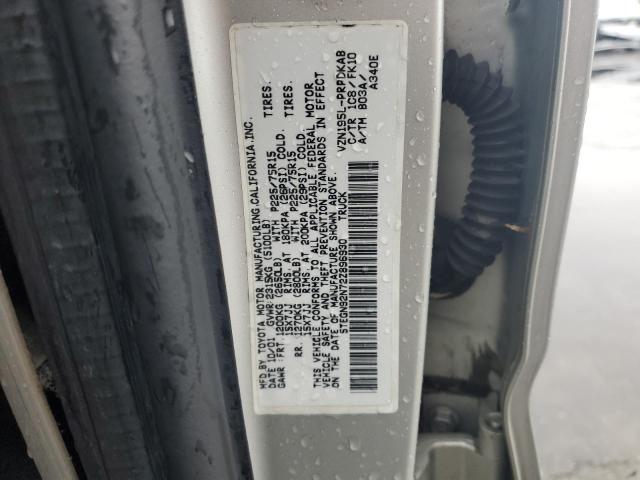 5TEGN92N72Z896930 - 2002 TOYOTA TACOMA DOUBLE CAB PRERUNNER GRAY photo 12