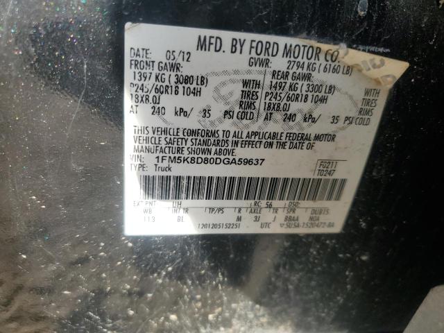 1FM5K8D80DGA59637 - 2013 FORD EXPLORER XLT Siyah fotoğraf 13