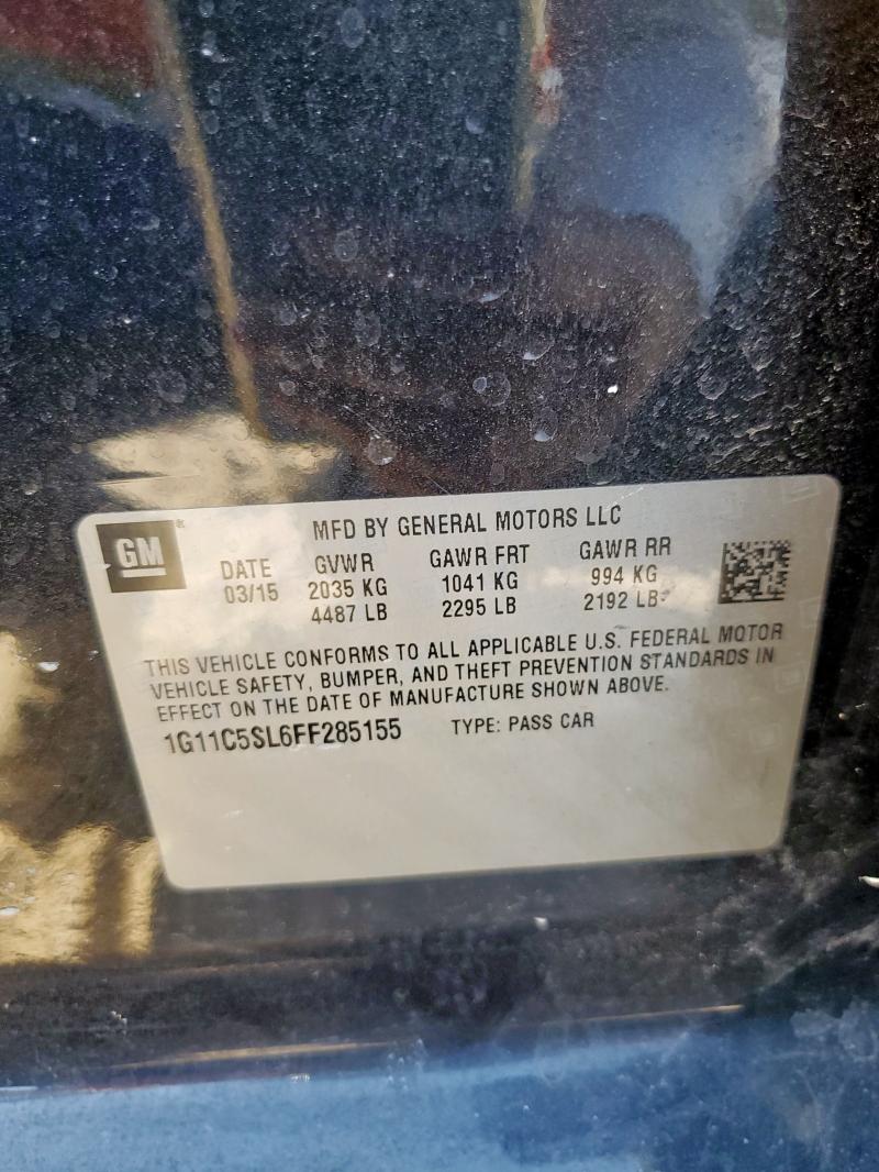 1G11C5SL6FF285155 - 2015 CHEVROLET MALIBU 1LT BLACK photo 13