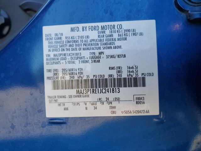 MAJ3P1RE1JC241813 - 2018 FORD ECOSPORT S ლურჯი ფოტო 13