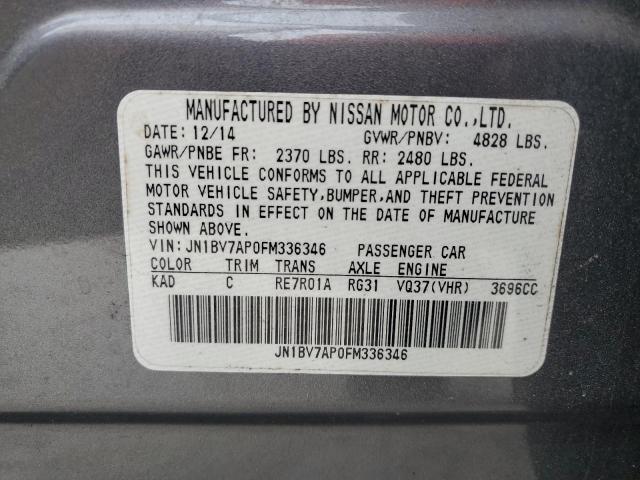 JN1BV7AP0FM336346 - 2015 INFINITI Q50 BASE GRAY photo 13