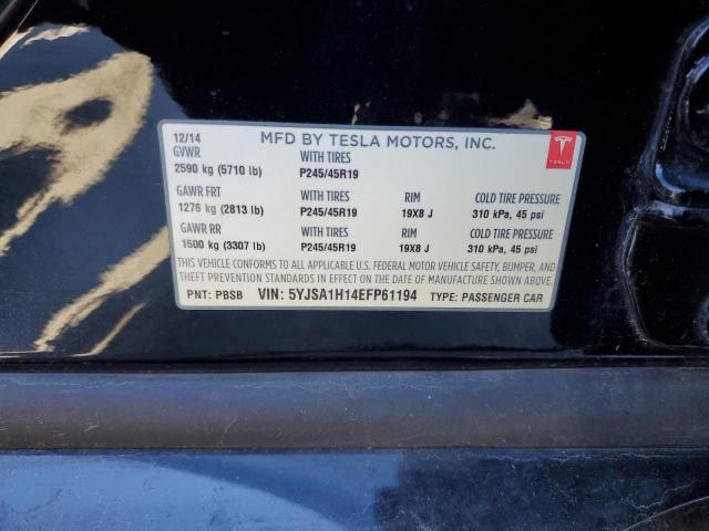 5YJSA1H14EFP61194 - 2014 TESLA MODEL S BLACK photo 12