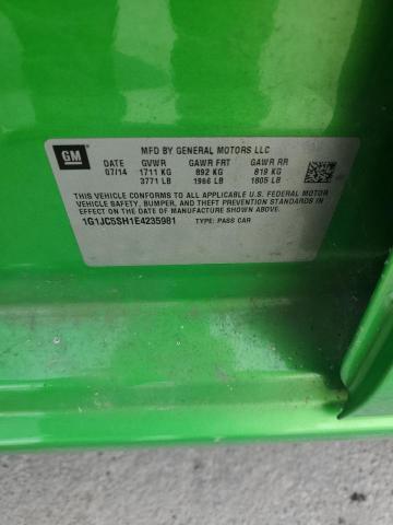 1G1JC5SH1E4235981 - 2014 CHEVROLET SONIC LT მწვანე ფოტო 12