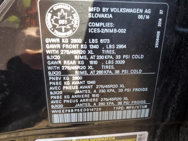 WVGEF9BP5ED014720 - 2014 VOLKSWAGEN TOUAREG V6 BLACK photo 13