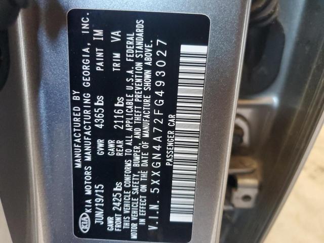 5XXGN4A72FG493027 - 2015 KIA OPTIMA EX SILVER photo 12
