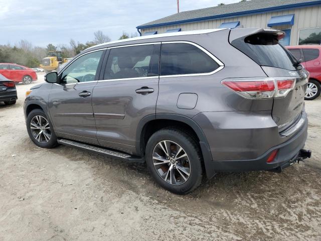 5TDKKRFH5GS149693 - 2016 TOYOTA HIGHLANDER XLE GRAY photo 2
