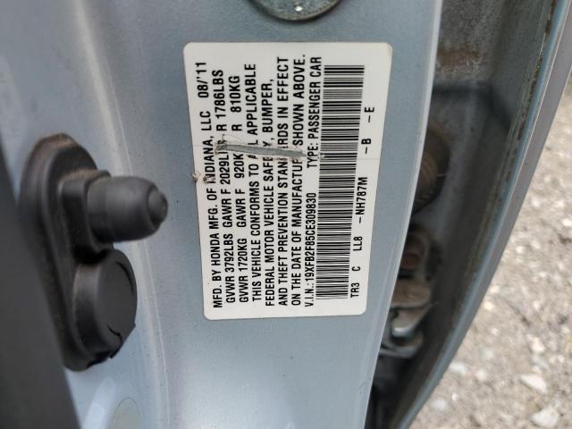 19XFB2F85CE309830 - 2012 HONDA CIVIC EX BLUE photo 13